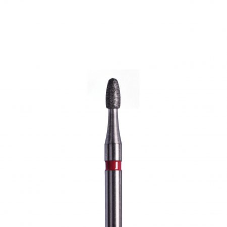 Dental diamond egg-shaped fine grit bur for refining the lingual surfaces of Anterior All-Ceramic and PFM (metal ceramic) preparations. Creates concave shape.