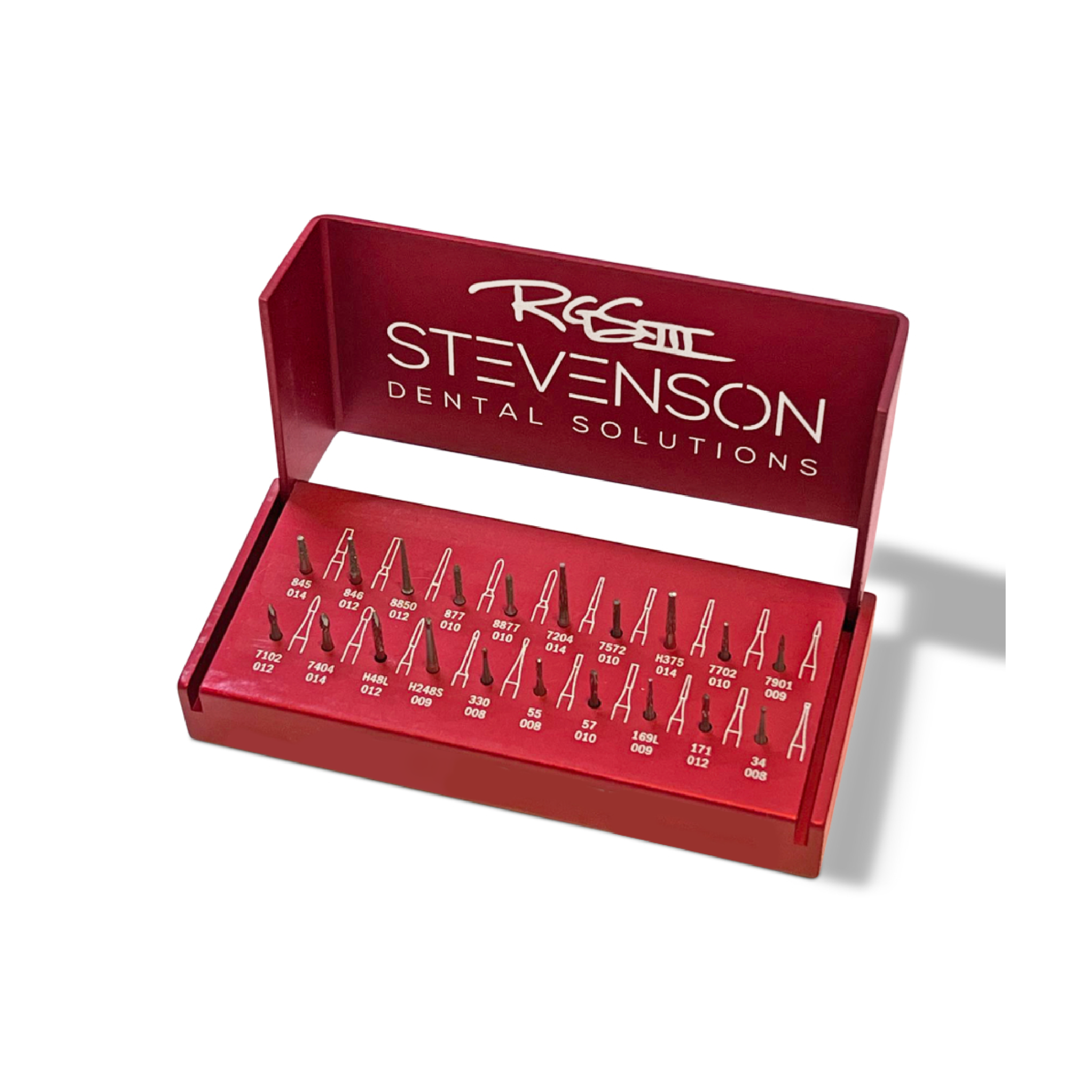 Stevenson Cast & Direct Gold Bur Block + Burs